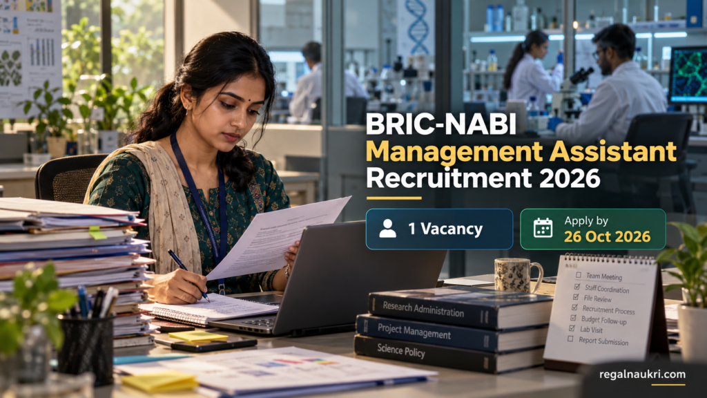 BRIC NABI Management Assistant Recruitment 2026 for 1 vacancy
