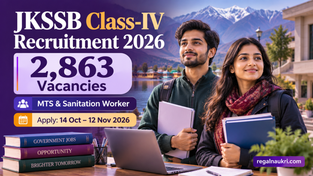 JKSSB Class IV Recruitment 2026 for 2,863 MTS and Sanitation Worker vacancies