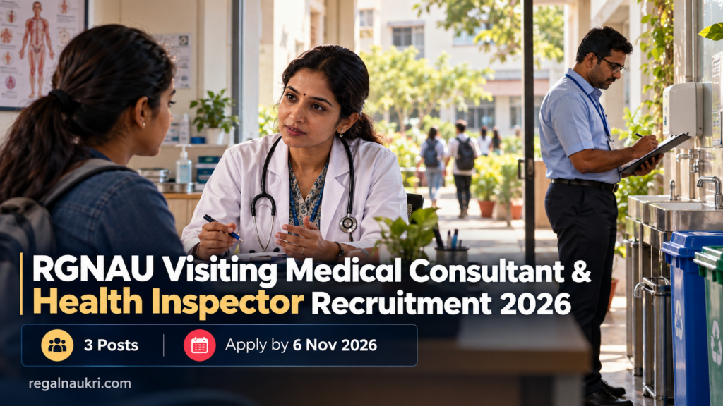 RGNAU Visiting Medical Consultant and Health Inspector Recruitment 2026 for 3 posts