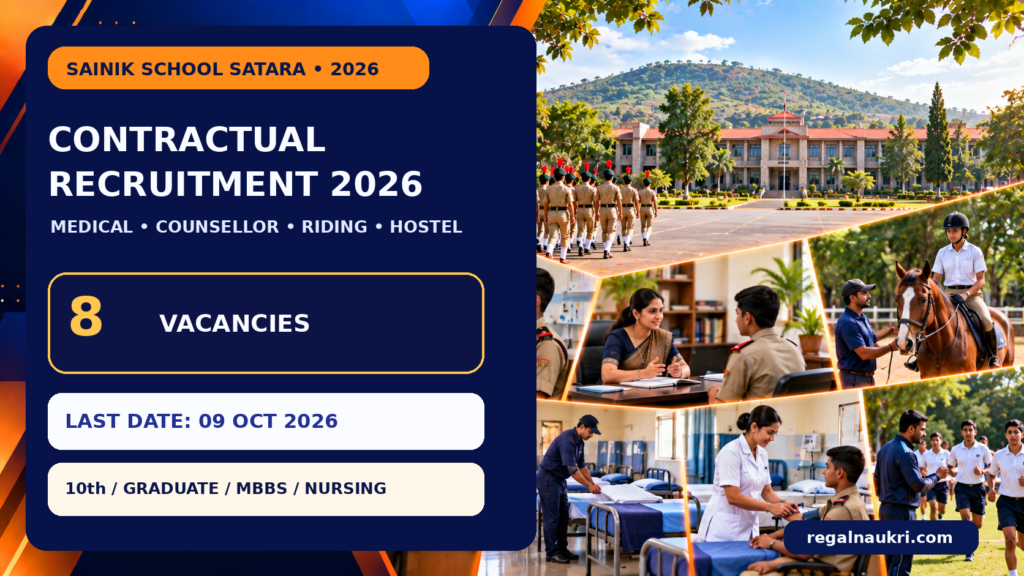 Sainik School Satara Recruitment 2026 for 8 contractual vacancies