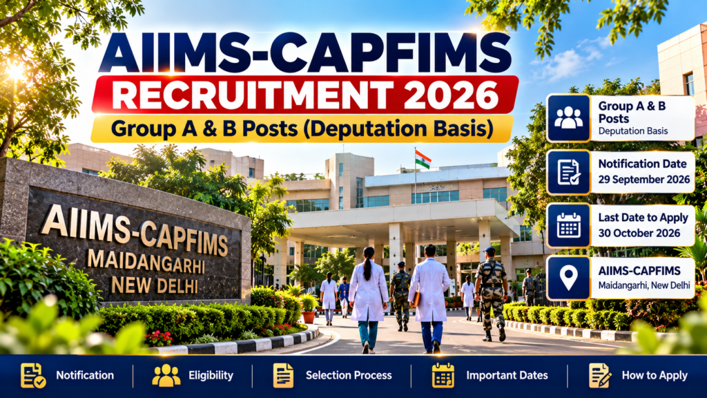 AIIMS CAPFIMS Recruitment 2026 Group A and B deputation posts with official dates