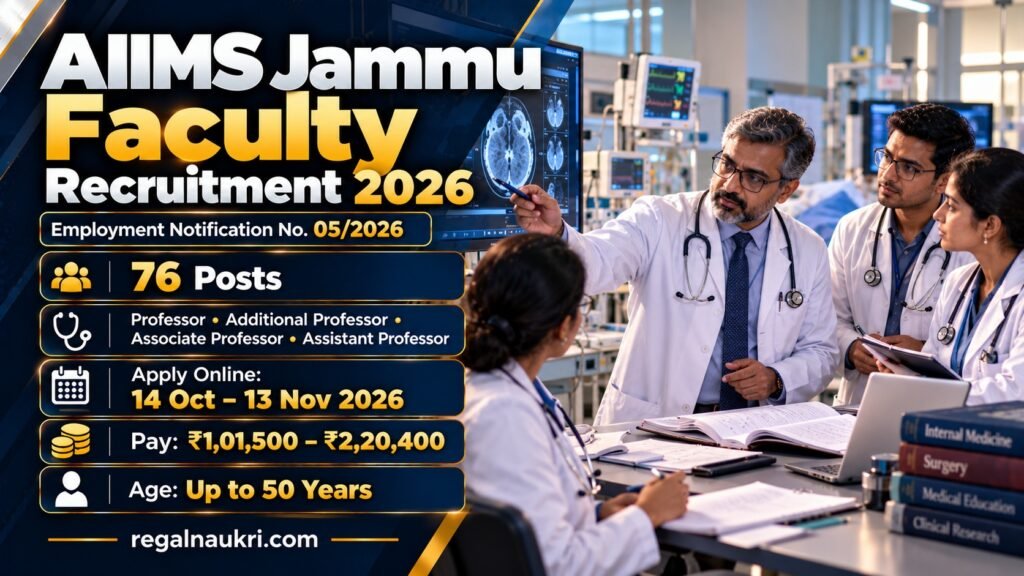 AIIMS Jammu Faculty Recruitment 2026 for 76 Professor and Assistant Professor posts