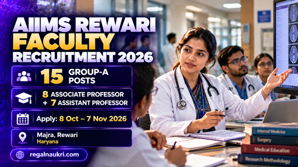 AIIMS Rewari Faculty Recruitment 2026 for 15 Group-A Associate Professor and Assistant Professor posts
