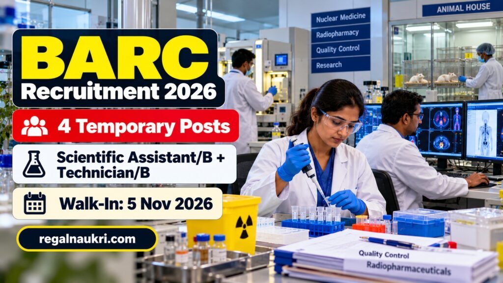 BARC Recruitment 2026 for 4 Scientific Assistant and Technician temporary posts