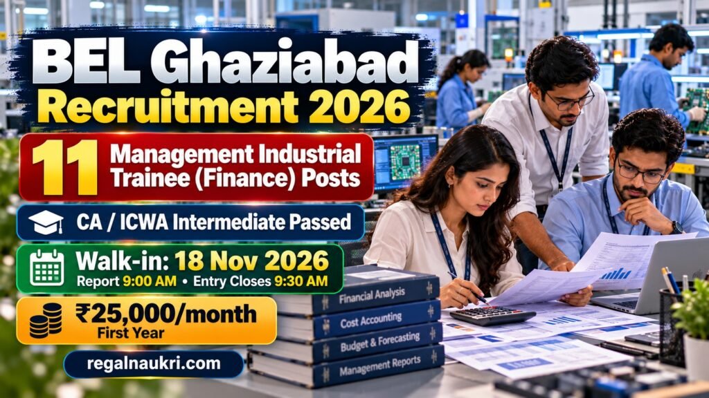 BEL Ghaziabad Recruitment 2026 for 11 Management Industrial Trainee Finance posts
