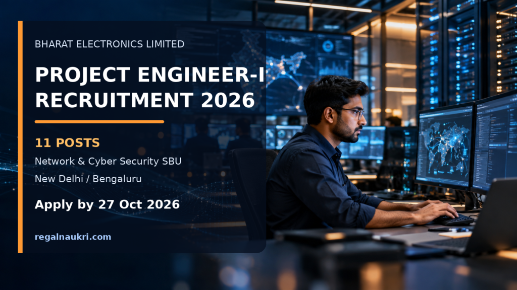 BEL Project Engineer-I Recruitment 2026 for 11 Network and Cyber Security posts
