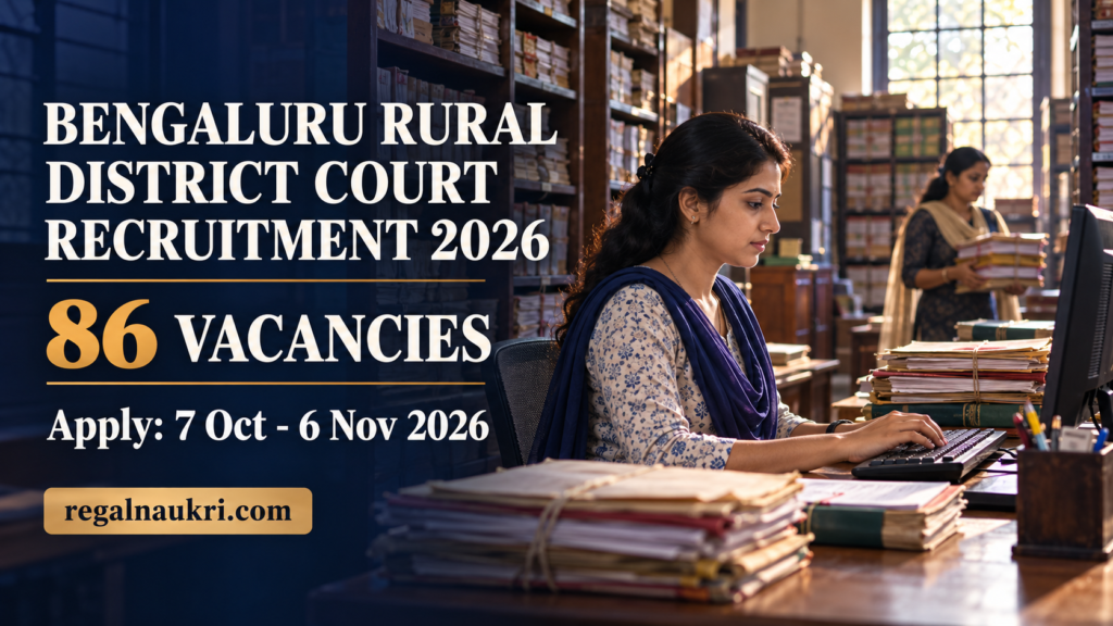 Court typing and case-file work illustrating Bengaluru Rural District Court Recruitment 2026 for 86 posts