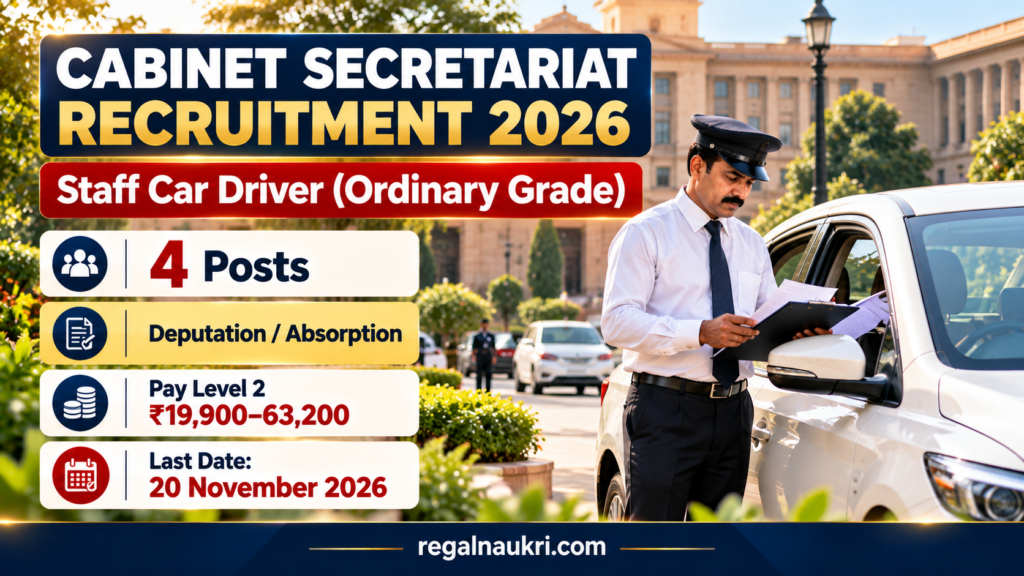 Cabinet Secretariat Staff Car Driver Recruitment 2026 for 4 posts