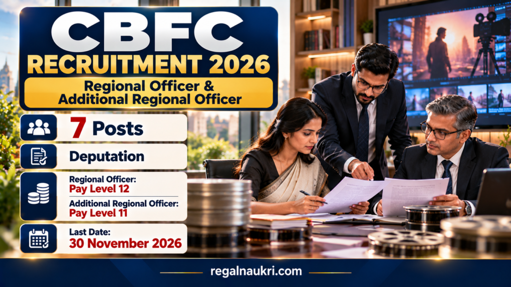 CBFC Recruitment 2026 for 7 Regional Officer and Additional Regional Officer posts