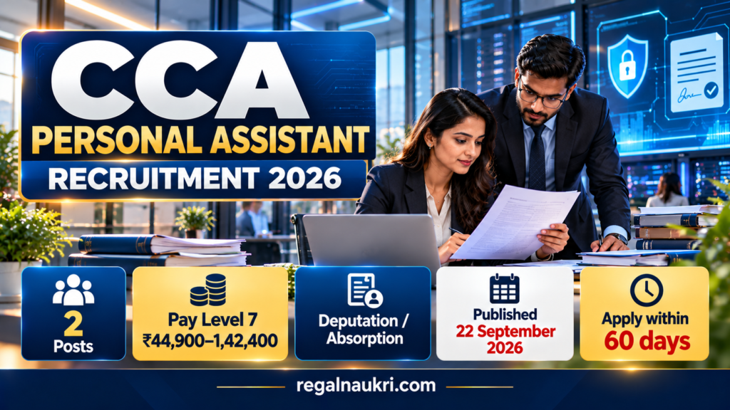 CCA Personal Assistant Recruitment 2026 for 2 Pay Level 7 posts