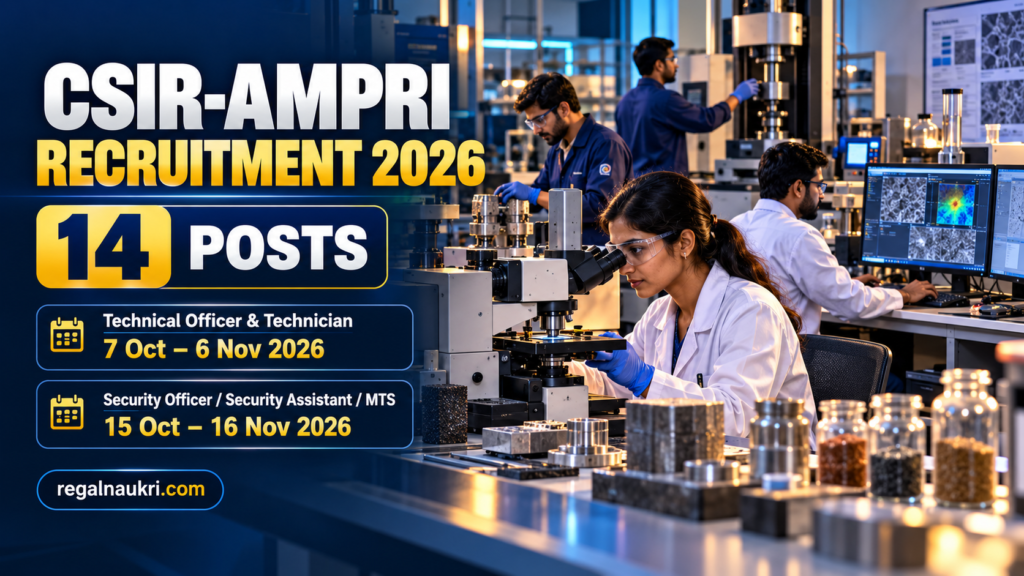 CSIR AMPRI Recruitment 2026 for 14 permanent posts in Bhopal