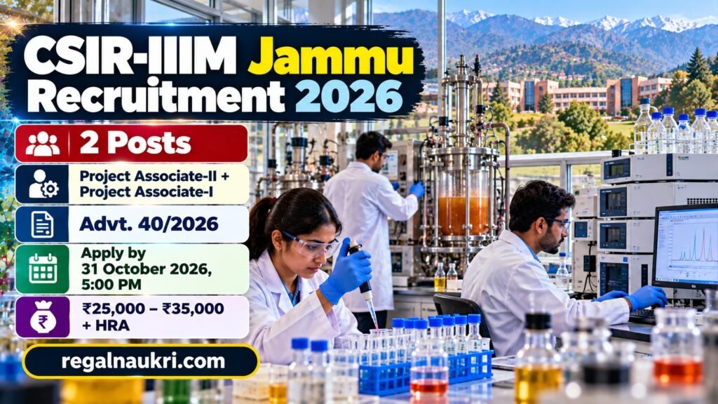 CSIR IIIM Jammu Recruitment 2026 Project Associate II and Project Associate I Advt 40