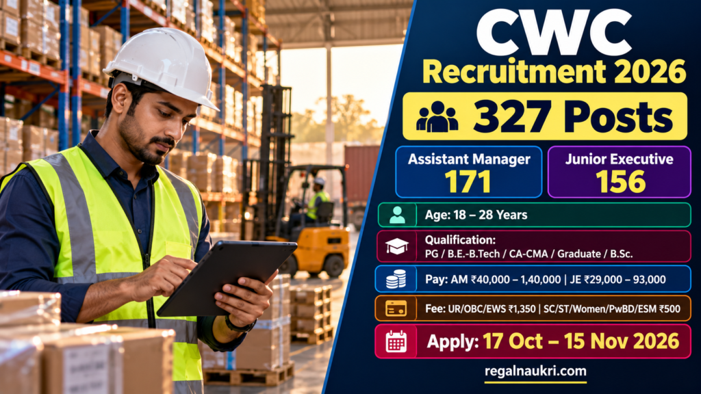 CWC Recruitment 2026 for 327 Assistant Manager and Junior Executive posts