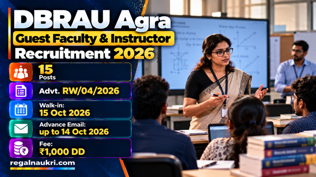 DBRAU Agra Guest Faculty and Instructor Recruitment 2026 for 15 posts