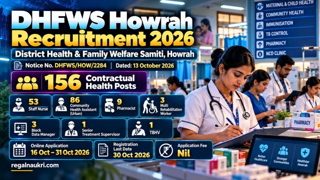 DHFWS Howrah Recruitment 2026 for 156 contractual health posts