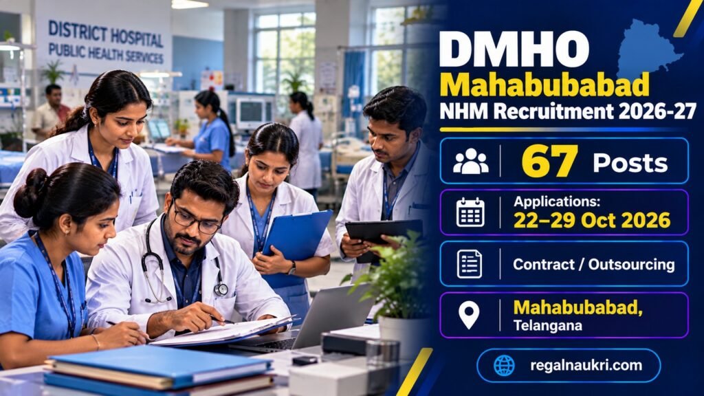 DMHO Mahabubabad NHM Recruitment 2026-27 for 67 contract and outsourcing posts