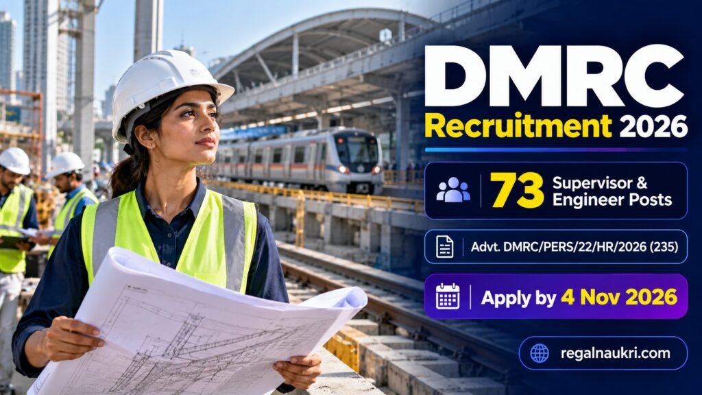 DMRC Recruitment 2026 for 73 Supervisor and Engineer posts