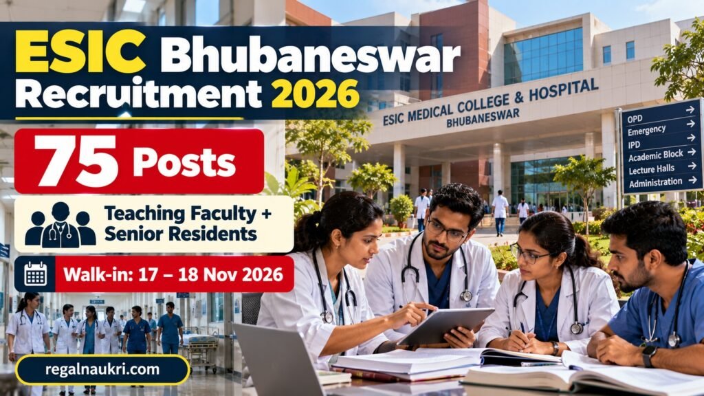 ESIC Bhubaneswar Recruitment 2026 for 75 Faculty and Senior Resident posts