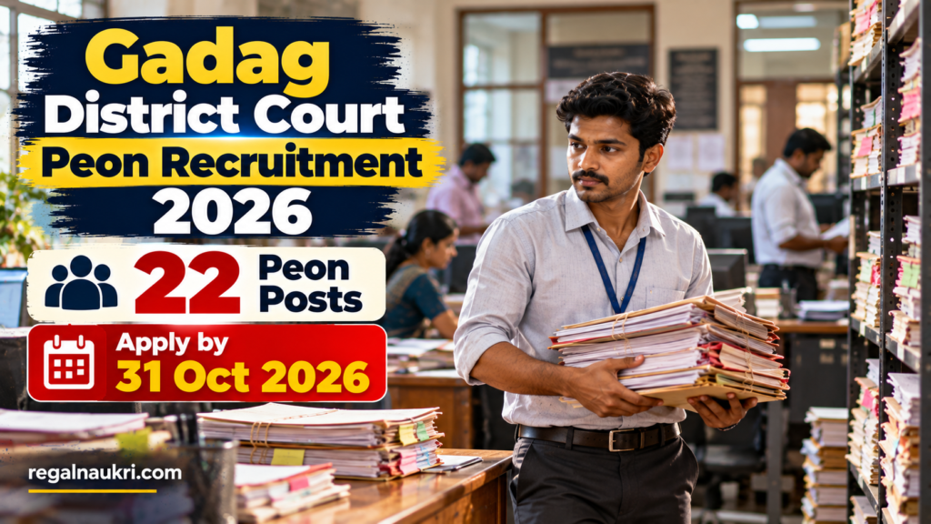 Gadag District Court Peon Recruitment 2026 for 22 Peon Posts