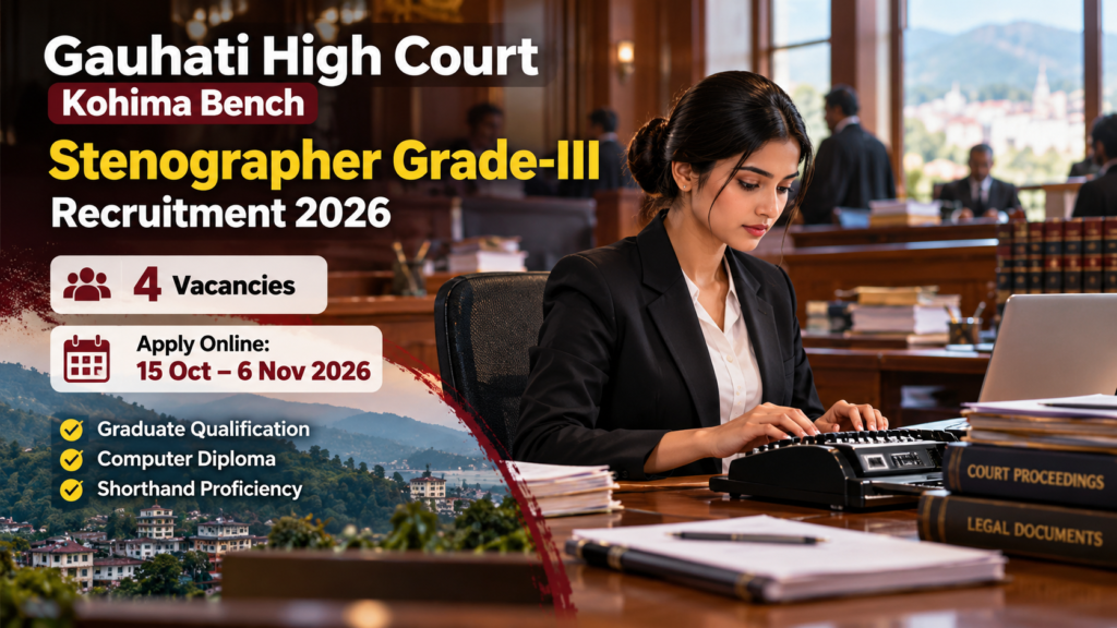 Gauhati High Court Kohima Stenographer Grade-III Recruitment 2026 for 4 vacancies