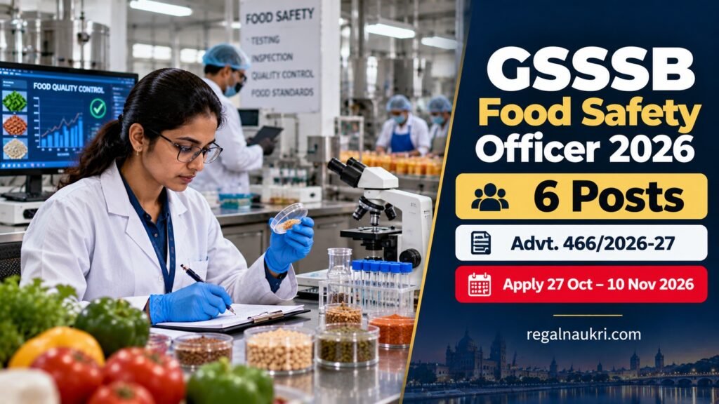 GSSSB Food Safety Officer Recruitment 2026 for 6 PwD posts