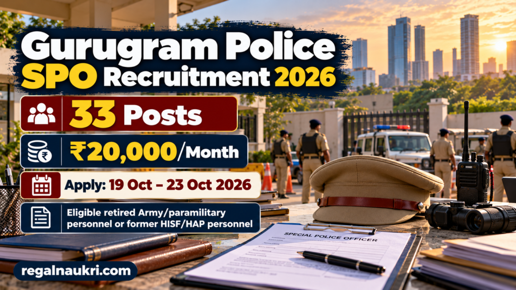 Gurugram Police SPO Recruitment 2026 for 33 Special Police Officer posts