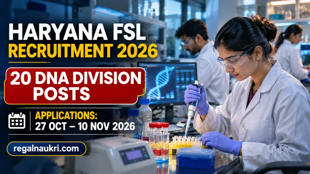 Haryana FSL Recruitment 2026 for 20 DNA Division posts