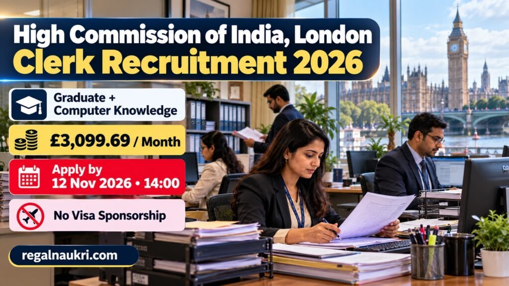 High Commission of India London Clerk Recruitment 2026