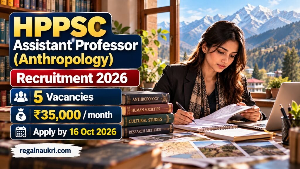 HPPSC Assistant Professor Anthropology Recruitment 2026 for 5 vacancies