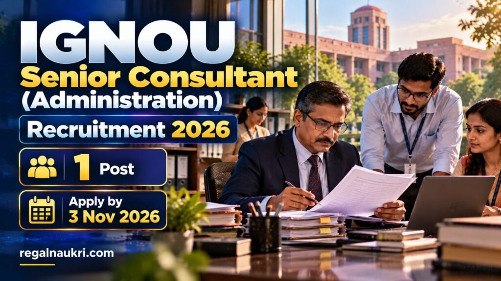 IGNOU Senior Consultant Administration Recruitment 2026 for 1 contractual post