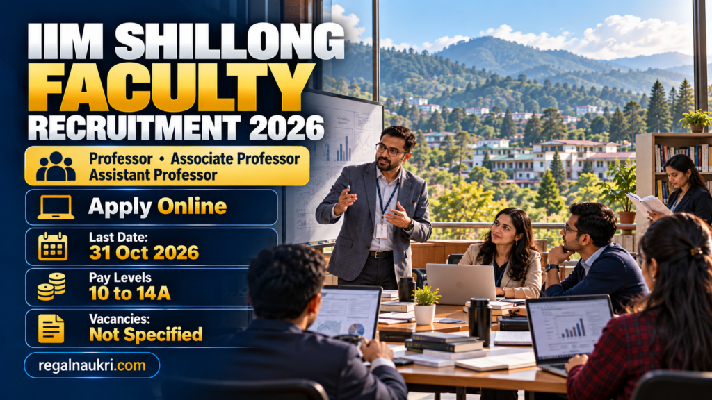 IIM Shillong Faculty Recruitment 2026 for Professor Associate Professor and Assistant Professor positions