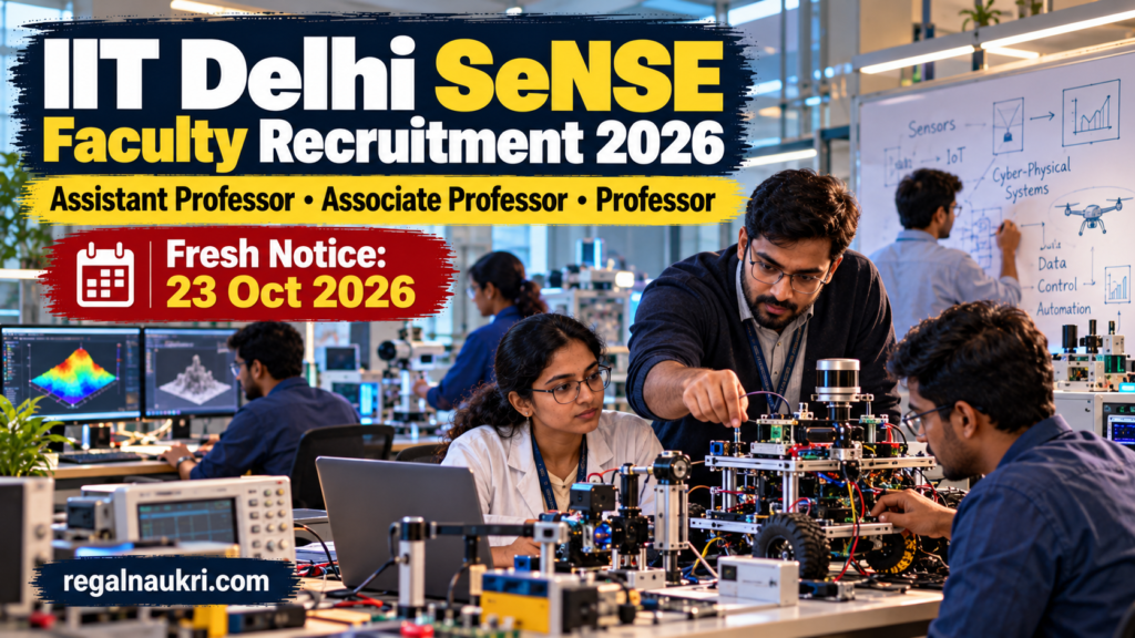 IIT Delhi SeNSE Faculty Recruitment 2026 for Assistant Professor, Associate Professor and Professor