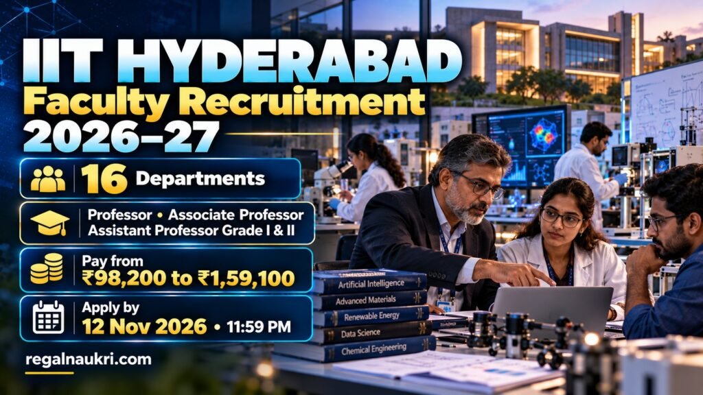 IIT Hyderabad Faculty Recruitment 2026 across 16 departments