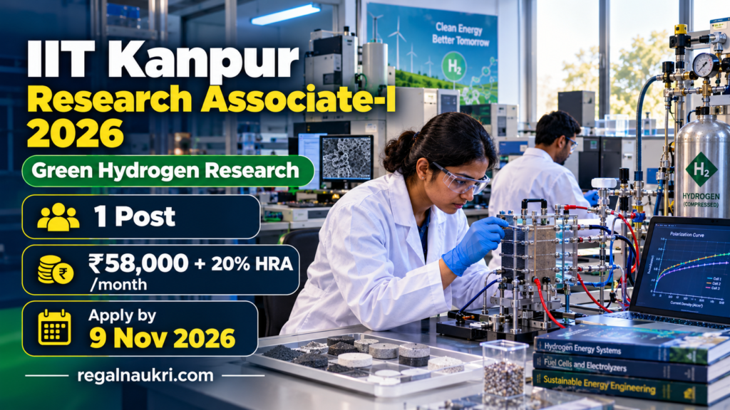 IIT Kanpur Research Associate-I Recruitment 2026 for green hydrogen research