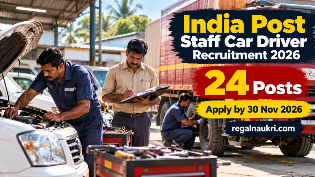 India Post Staff Car Driver Recruitment 2026 for 24 posts