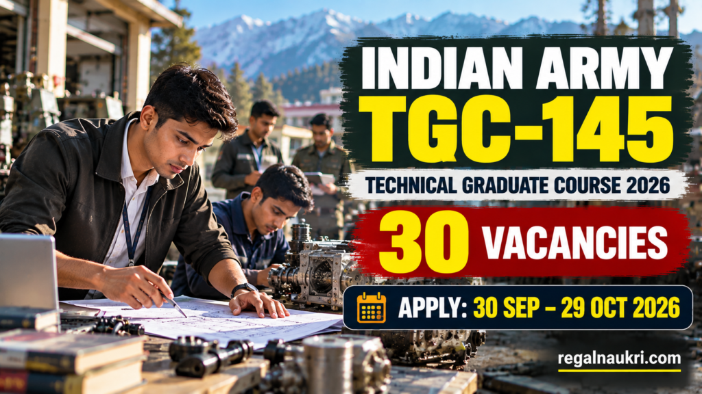 Indian Army TGC 145 Recruitment 2026 for 30 Technical Graduate Course vacancies