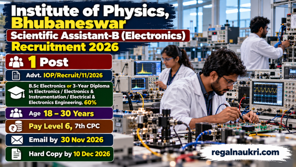 Institute of Physics Bhubaneswar Scientific Assistant-B Electronics Recruitment 2026