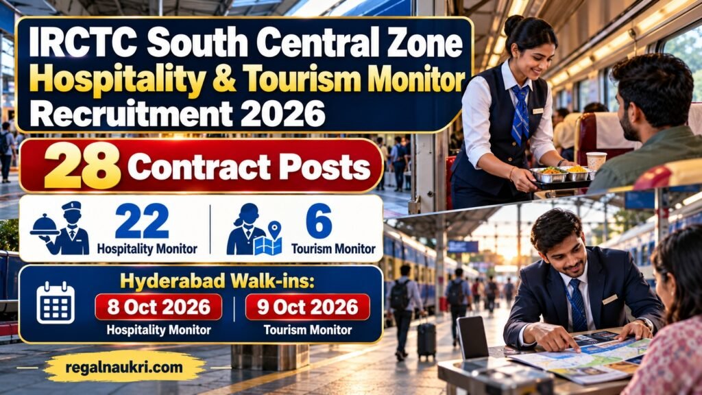 IRCTC South Central Zone Recruitment 2026 for 28 Hospitality and Tourism Monitor Posts
