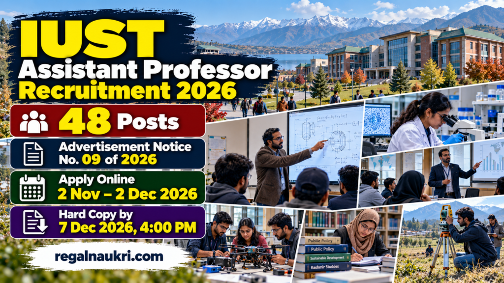 IUST Assistant Professor Recruitment 2026 for 48 teaching posts