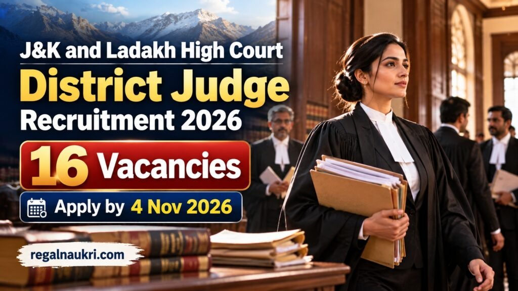 J&K and Ladakh High Court District Judge Recruitment 2026 for 16 vacancies
