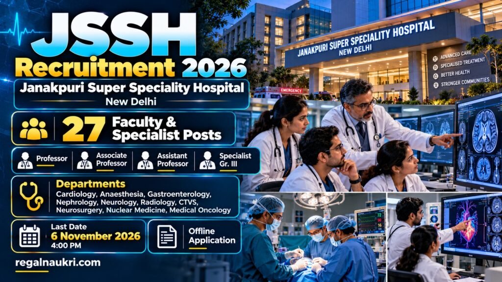 JSSH Delhi Recruitment 2026 for 27 faculty and specialist posts