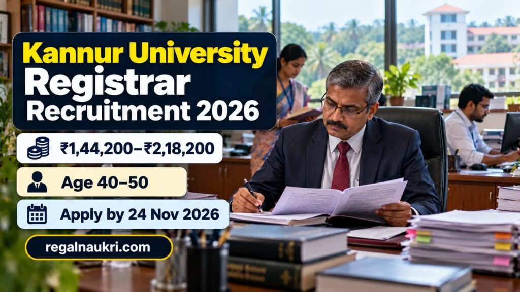 Kannur University Registrar Recruitment 2026 with UGC pay ₹1,44,200 to ₹2,18,200