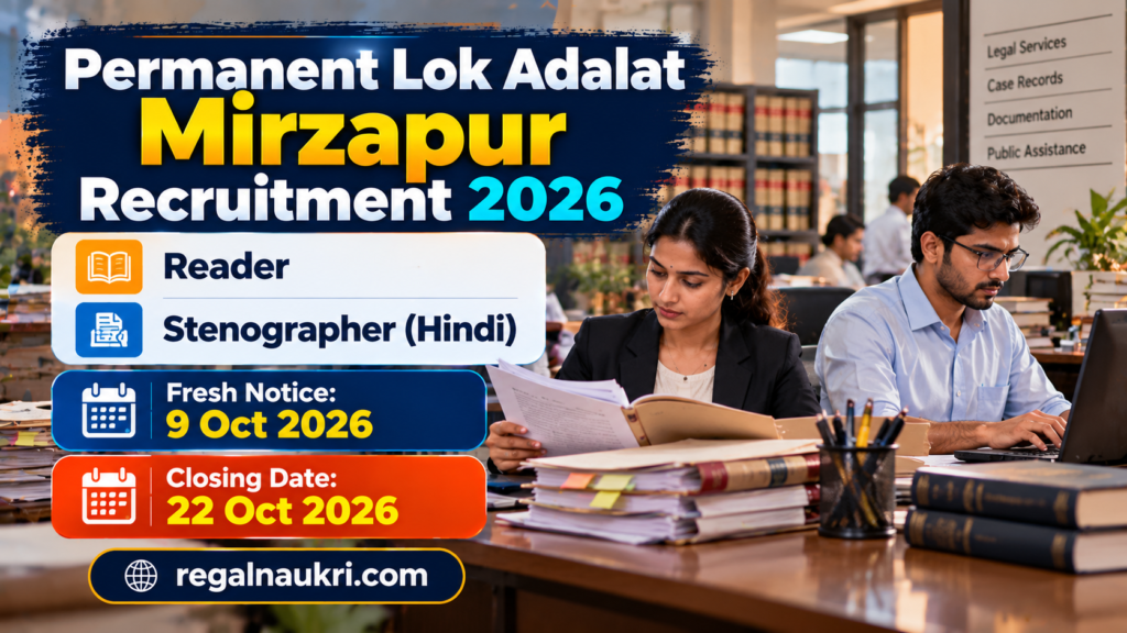 Mirzapur Permanent Lok Adalat Recruitment 2026 for Reader and Stenographer Hindi