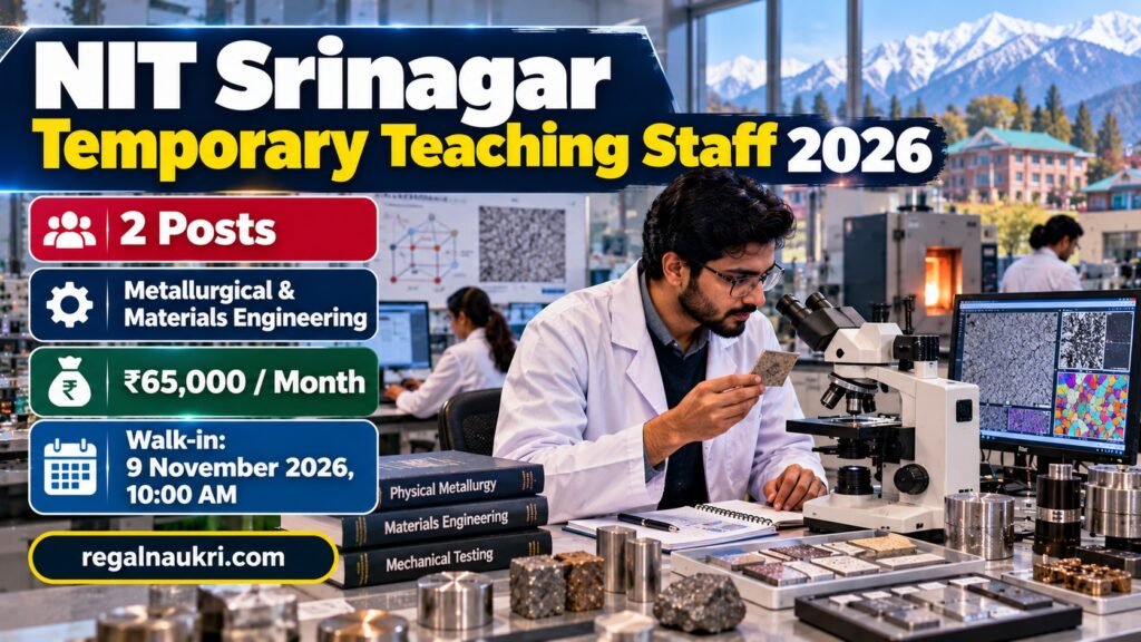 NIT Srinagar Temporary Teaching Staff Recruitment 2026 Metallurgical and Materials Engineering