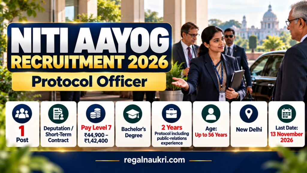 NITI Aayog Protocol Officer Recruitment 2026 for one Level 7 post