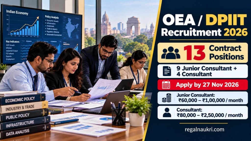 OEA DPIIT Recruitment 2026 for 13 Junior Consultant and Consultant positions