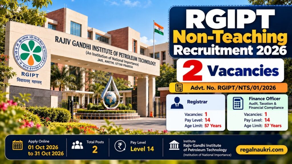 RGIPT Non-Teaching Recruitment 2026 for Registrar and Finance Officer posts