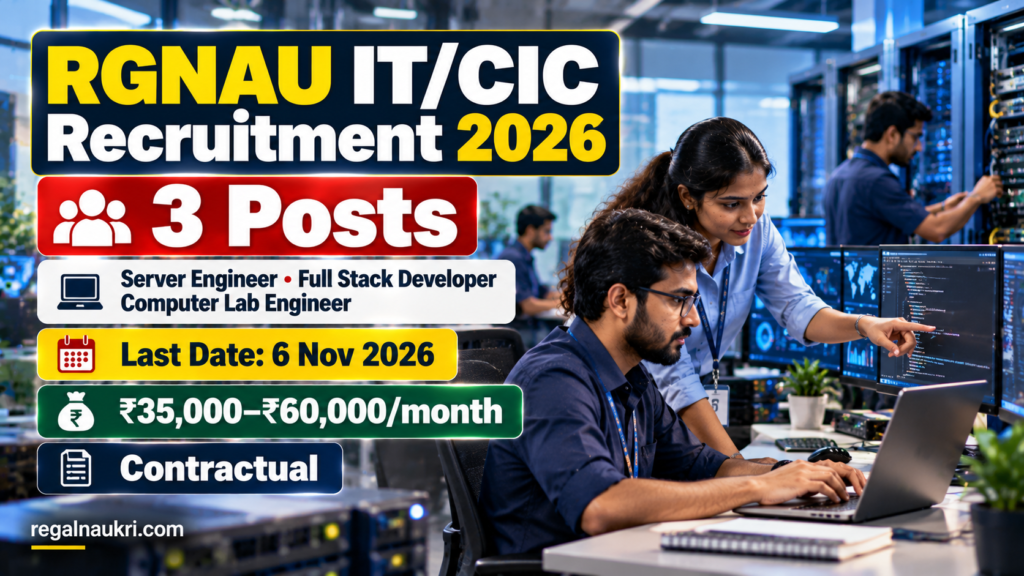 RGNAU IT CIC Recruitment 2026 for Server Engineer Full Stack Developer and Computer Lab Engineer posts