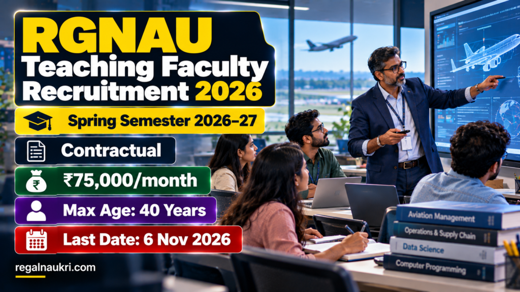 RGNAU Teaching Faculty Recruitment 2026 for Spring Semester 2026-27
