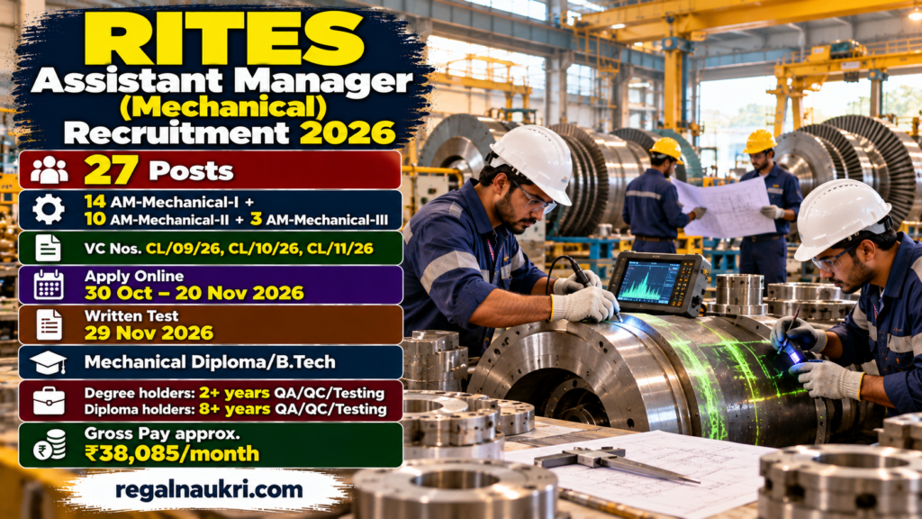 RITES Assistant Manager Mechanical Recruitment 2026 for 27 posts